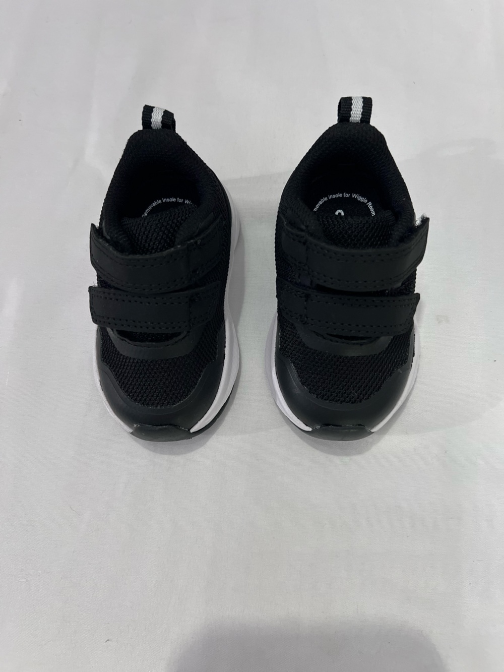 Athletic Works Baby Sneakers Size 2 Black White Velcro Two Strap New Try On Only